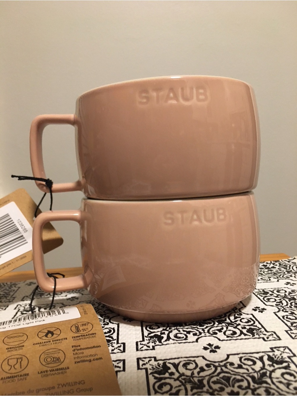 NWT Set of Two Staub Ceramic Mug 16.9 fl oz  | 500 ml in Light Pink